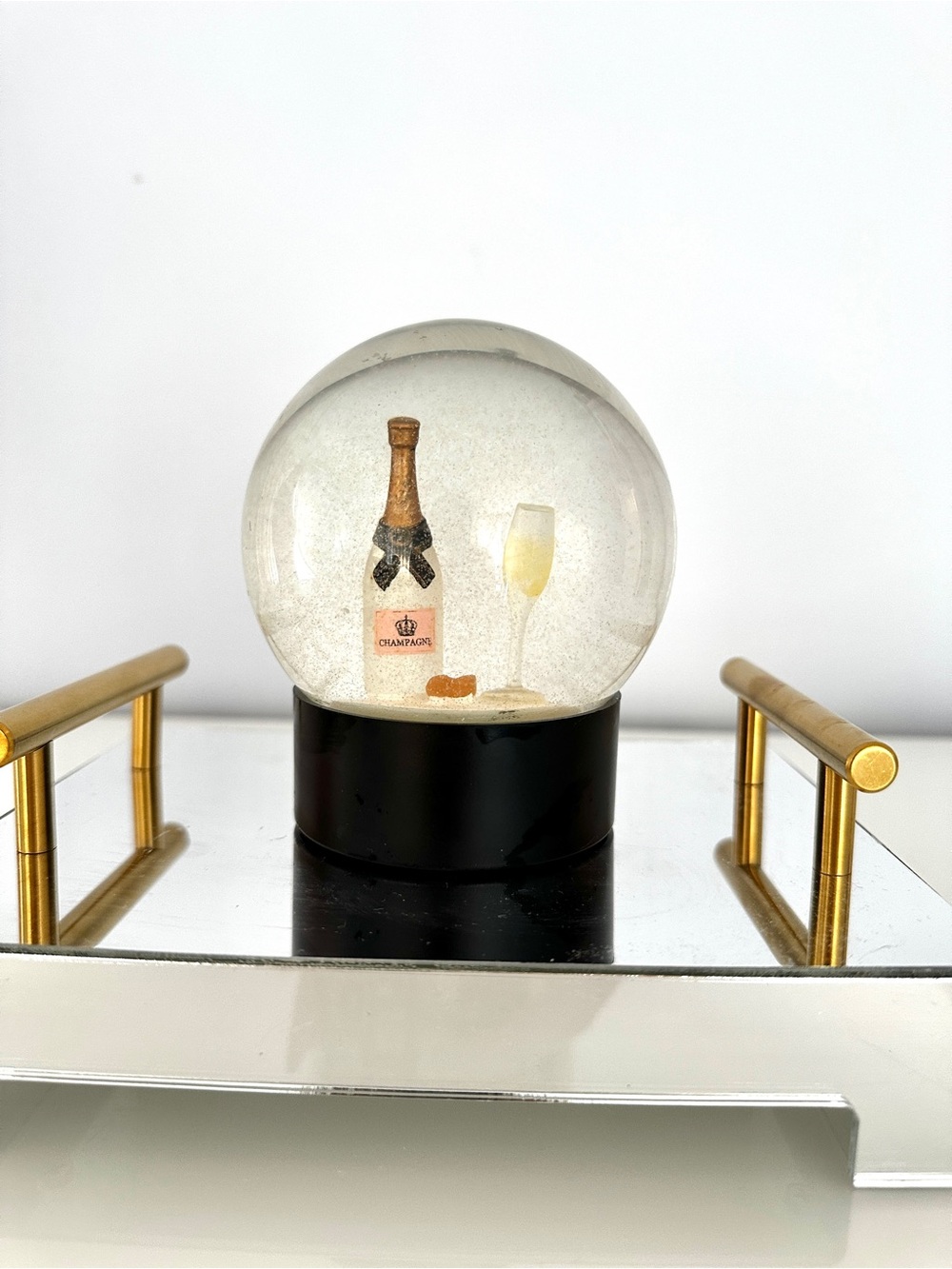 Champagne Bottle Snow Globe Decorative Accent - Linen Chest